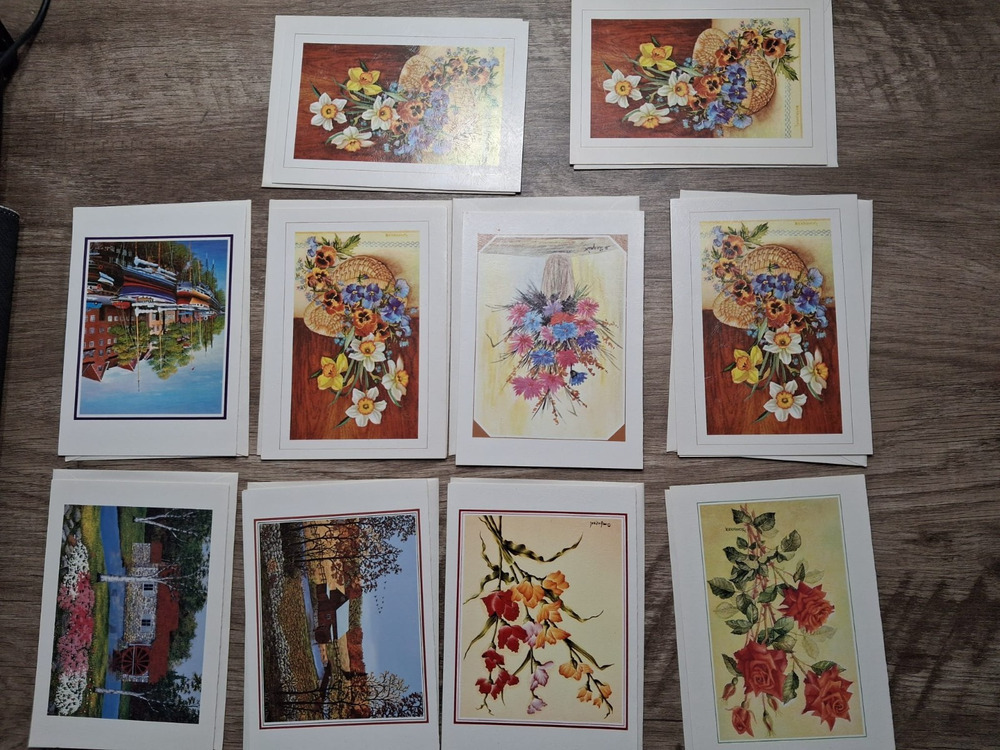 Lot of 10 Vintage Mouthpainted Art Greeting Cards Holling Press Handi-Card